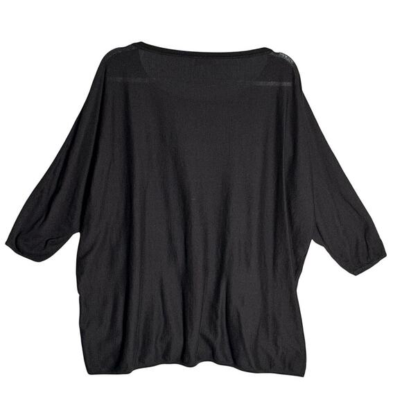 Garnet Hill Sz XL Silk and Cotton Blend Round Neck 3/4 Sleeve Tunic Tee Capsule - Picture 2 of 9